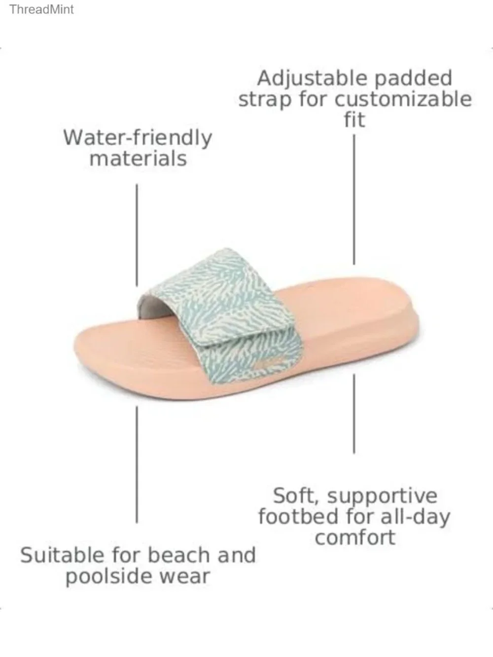 Kids Slide Sandals Adjustable Strap EVA Water Resistant